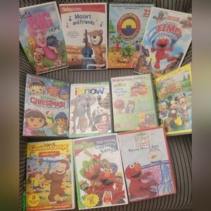 Lot of kids DVDs.  Used, but will play!